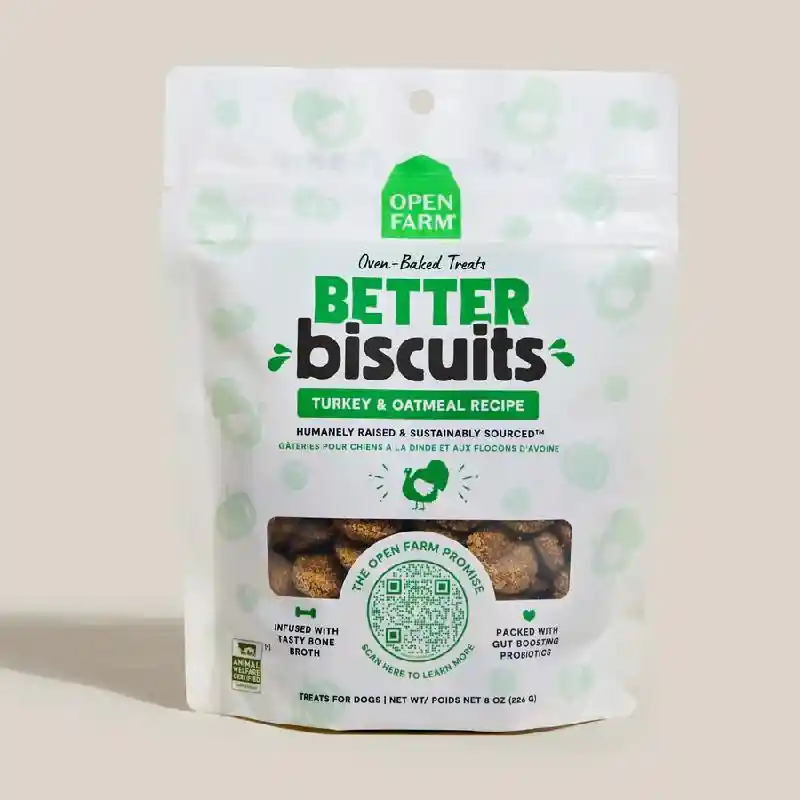 Open Farm Better Biscuits Treats | Turkey & Oatmeal 8oz